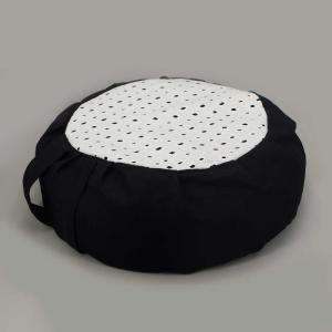 White Eyelet with Black Base Zafu Meditation Cushion Sale Fashion