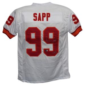 Warren Sapp Autographed/Signed Pro Style White TB XL Jersey HOF Beckett 39330 Recommend
