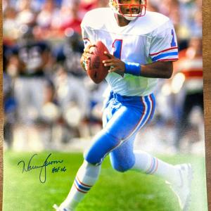 Warren Moon signed 16x20 photo,with "HoF 06" Visa Payment For Sale
