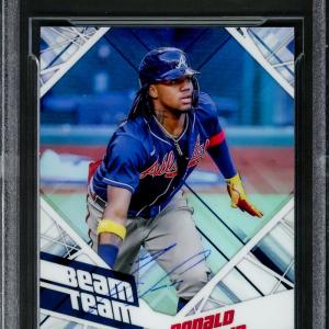 Ronald Acuna Jr. Autographed 2021 Stadium Club Chrome Beam Team Card Beckett Latest