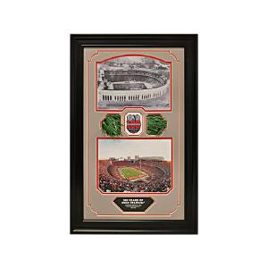 Ohio State Then and Now 100 Years Of Ohio Stadium Framed Collage With Piece of Authentic Ohio Stadium Turf Outlet