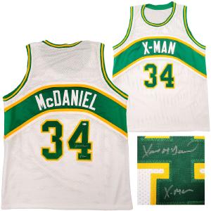 SEATTLE SUPERSONICS XAVIER MCDANIEL AUTOGRAPHED WHITE JERSEY X-MAN MCS 202419 Pre Order For Sale