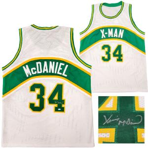 SEATTLE SUPERSONICS XAVIER MCDANIEL AUTOGRAPHED WHITE JERSEY MCS HOLO 202420 100% Guaranteed