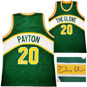 SEATTLE SUPERSONICS GARY PAYTON AUTOGRAPHED GREEN JERSEY BECKETT BAS QR 203421 Discount Purchase