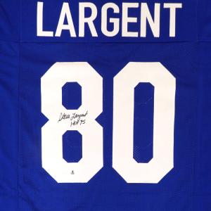 SEATTLE SEAHAWKS STEVE LARGENT AUTOGRAPHED BLUE JERSEY "HOF 95" BECKETT 124674 Buy Cheap Pay With Visa
