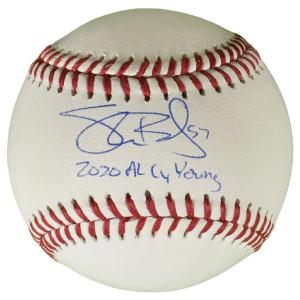 Shane Bieber Signed 2020 AL Cy Young Inscription Rawlings Official Major League Release Dates Authentic