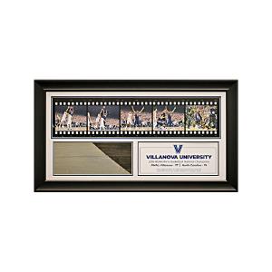 Villanova University 2016 NCAA Champions 18"x33" Framed Game Winning Shot Filmstrip Collage with a Piece of Final Four Basketball Court from NRG Stadium in Houston, Texas Pictures For Sale