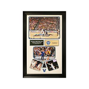 Villanova University 2018 NCAA Champions 20x32 Framed Tip-Off Collage with a Piece of Final Four Basketball Court Outlet Big Discount