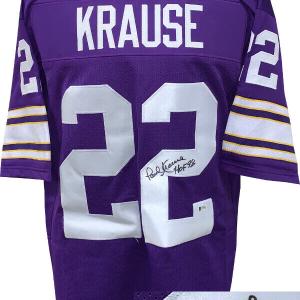 Paul Krause signed Purple TB Custom Stitched Pro Style Jersey HOF 98 XL- Beckett High Quality For Sale