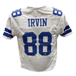 Michael Irvin Autographed/Signed Pro Style Jersey White Beckett 40933 Discount Free Shipping