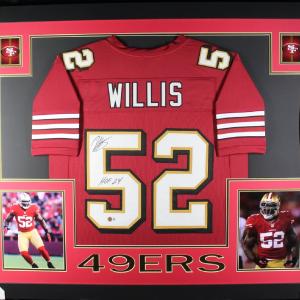 Patrick Willis Autographed/Signed Pro Style Red Framed Jersey BAS 44612 Free Shipping Shop