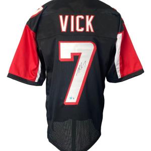 Michael Vick Atlanta Signed Black Football Jersey BAS ITP Visa Payment