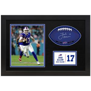 Josh Allen Buffalo Bills Signable With Players Facsimile Signature and Photo Display in a 15H x 22W x 0.75D High Quality Black Frame Cheap Browse