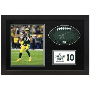 Jordan Love Green Bay Packers Signable With Players Facsimile Signature and Photo Display in a 15H x 22W x 0.75D High Quality Black Frame Cheap Get To Buy