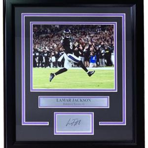 Lamar Jackson Framed 8x10 Baltimore Ravens Photo w/ Laser Engraved Signature Buy Cheap Very Cheap