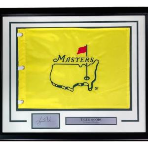 Tiger Woods Framed Undated Masters Flag w/ Laser Engraved Signature Sale Authentic