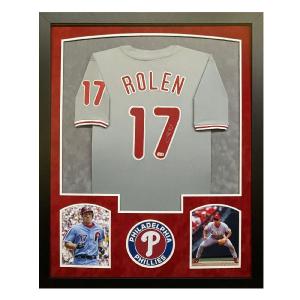 Scott Rolen Signed Philadelphia Grey Custom Suede Matte Framed Baseball Jersey ( Big Sale Sale Online