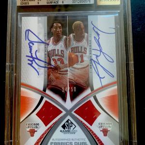 SCOTTIE PIPPEN DENNIS RODMAN 2005 SP Game Used DUAL Auto Jersey Bgs 9 /50 BULLS Outlet Manchester