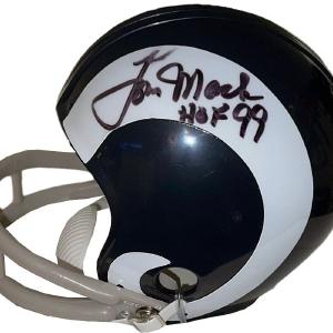 Tom Mack signed Los Angeles Rams Riddell TB 2-Bar Mini Helmet HOF 99 imperfect Buy Cheap Looking For
