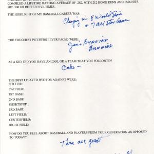 Moose Skowron Autographed Hand Filled Out Survey Page (JSA) Cheap Sale Exclusive