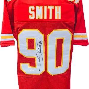 Neil Smith signed Red Custom Stitched Pro Style FB Jersey #90 XL-JSA Witnessed Free Shipping Cheap Pice