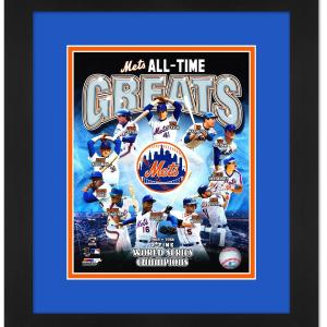 New York Mets "All-Time Greats" Team Collage 13x16 Professionally Framed and Matted with Matching Team Colors Buy Cheap Sast