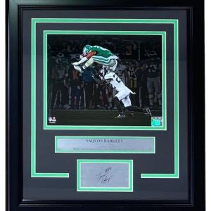 Saquon Barkley Framed 8x10 Eagles Reverse Hurdle Photo w/ Laser Engraved Auto Outlet Nicekicks