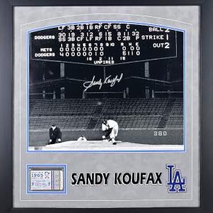 Sandy Koufax Signed Dodgers 1965 World Series 16x20 Photo Framed Game 7 Ticket Buy Cheap 2025 New