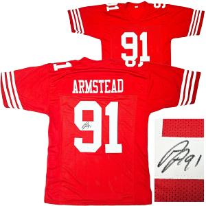 SAN FRANCISCO 49ERS ARIK ARMSTEAD AUTOGRAPHED RED JERSEY BECKETT WITNESS 218744 Sale 100% Guaranteed