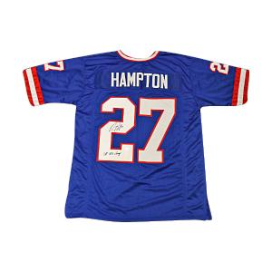 Rodney Hampton New York Giants Autographed Inscribed " SB XXV Champs" Pro Style Blue Jersey (JSA Holo) Free Shipping For Nice