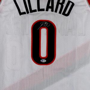 Trail Blazers Damian Lillard Autographed White Jersey (Mark) Beckett #Z54424 Largest Supplier