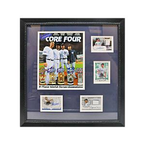 New York Yankees Core Four Jeter, Rivera, Posada & Pettitte Autographed Signed Framed Trading Card Collage Free Shipping Wholesale Pice