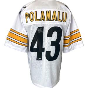 Troy Polamalu Pittsburgh Signed White Football Jersey BAS ITP Visit For Sale
