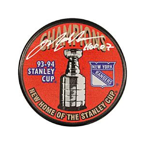 Mark Messier New York Rangers Autographed and Inscribed "HOF 07" 93/94 Stanley Cup Champions Puck (Silver Ink) (CX Auth) Low Pice Fee Shipping