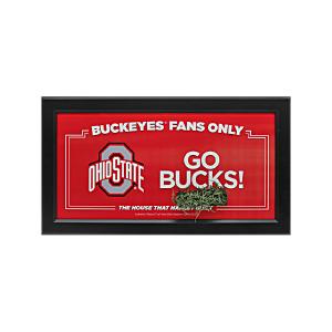 Ohio State Buckeyes Fans Only Framed Sign With Piece of Authentic Ohio Stadium Turf Discount Footaction