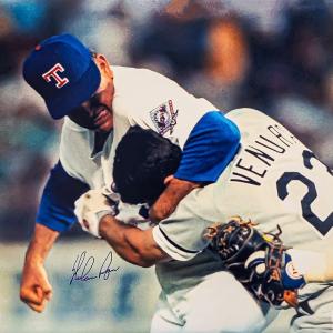Nolan Ryan Signed 16x20 Texas Rangers Ventura Fight Photo BAS Pre Order