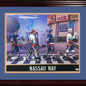 NY Islanders Nassau Coliseum Litho Photo Framed Signed Trottier Potvin Smith Psa Free Shipping Pay With Visa