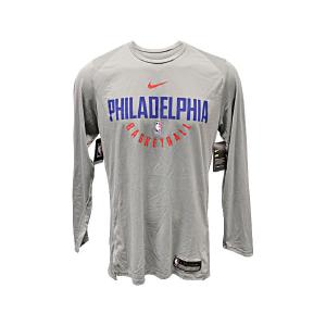 Nike Philadelphia 76ers Team Issued Gray Long Sleeve Shirt (Size L) Large New With Tags Buy Authentic Online
