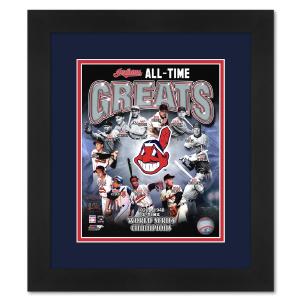 Cleveland Indians All-Time Greats Team Photo Collage in a 13x16 Professionally Framed and Matted with Matching Team Colors Outlet Fashionable