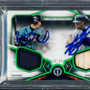 Griffey Jr. & Ichiro 2021 Topps Tribute Relics Card Gem 10 Auto Game /99 Beckett View Cheap Pice