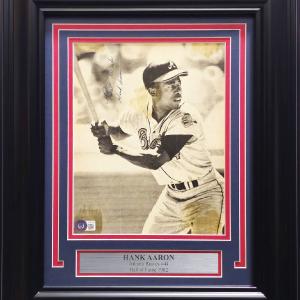 Hank Aaron Autographed Framed 8x10 Magazine Page Photo Braves Beckett 2025 Cheap Pice