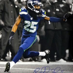 RICHARD SHERMAN AUTOGRAPHED 16X20 PHOTO SEATTLE SEAHAWKS RS HOLO STOCK #74076 Low Pice Fee Shipping