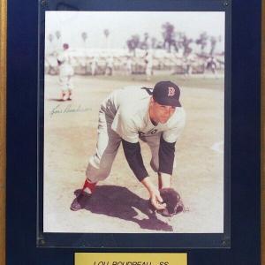LOU BOUDREAU SIGNED 12x14 BOSTON RED SOX PHOTO   BRONZED NAMEPLATE PLAQUE w/ JSA Clearance Manchester