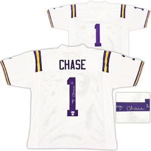 LSU TIGERS JA'MARR CHASE AUTOGRAPHED WHITE JERSEY BECKETT BAS WITNESS 220608 Cheap Wholesale