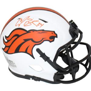 Champ Bailey Autographed/Signed Denver Broncos Lunar Mini Helmet BAS 32846 Genuine Online