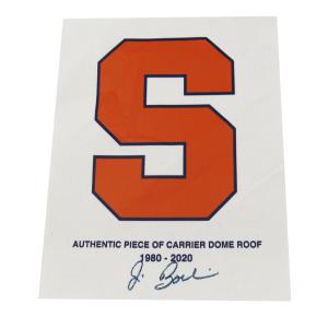 Jim Boeheim Autographed Syracuse University Authentic 11X14 Piece Of Carrier Dome Roof With Orange S Logo (CX Auth) Cheap Sale New Arrival