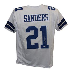 Deion Sanders Autographed/Signed Pro Style White Jersey Beckett 30676 Perfect