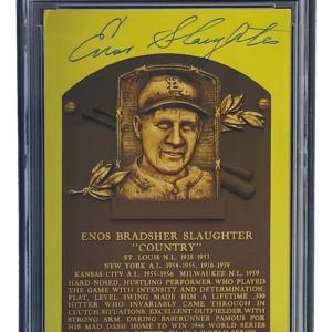 Enos Slaughter Signed 4x6 St Louis Cardinals HOF Plaque Card PSA/DNA 850262826 Cheap Pice Free Shipping