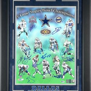 Dallas Cowboys Signed 3x Super Bowl Champs 16x20 Photo Framed 15 Sigs Beckett Professional Online