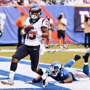 DAMARIS JOHNSON SIGNED 16x20 PHOTO 1st Rec TD 44 YD Catch TEXANS EAGLES JSA AUTO Sale Popular